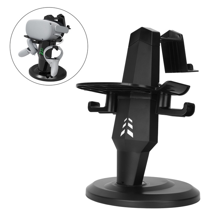 VR зарядна станция за Oculus Quest 2, станция за монтаж на дисплей на контролера за слушалки с LED светлини