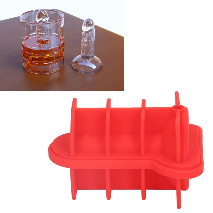 Jormftte szilikon jégkockaforma, 10x7.1cm, kreatív design, újrafelhasználható, piros