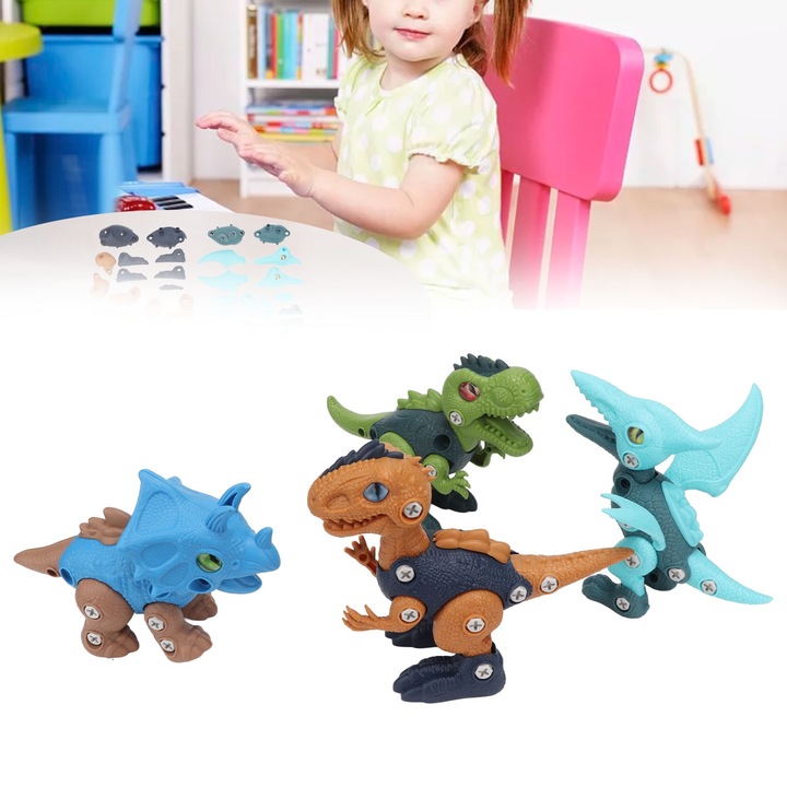 Jormftte interaktív dinoszaurusz összeszerelő játék, 2 darab, többszínű, 3 éves kortól