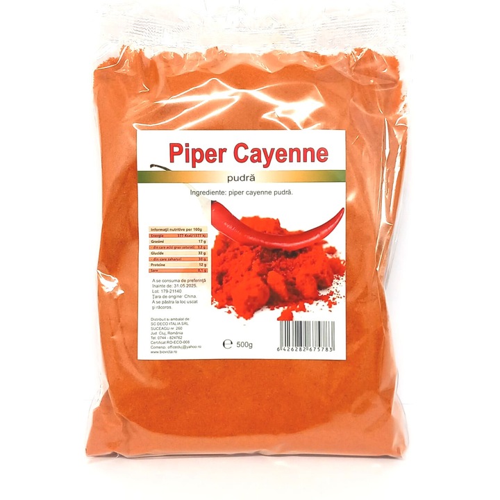 Piper Cayenne Pudra 500 g, Deco Italia