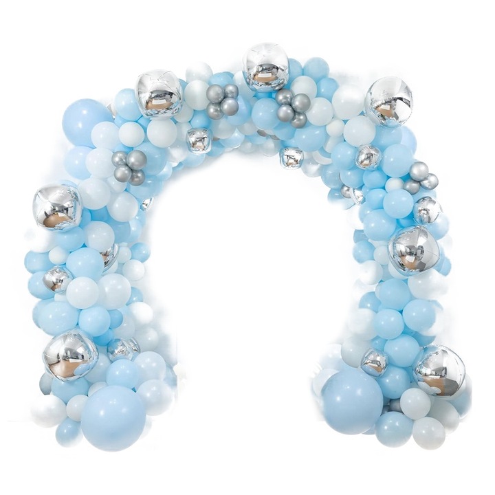 Комплект латексови балони JUP 6551284 1-149, 117 балона, Различни размери, За бебешко парти, Рожден ден, Сватба и парти, Син