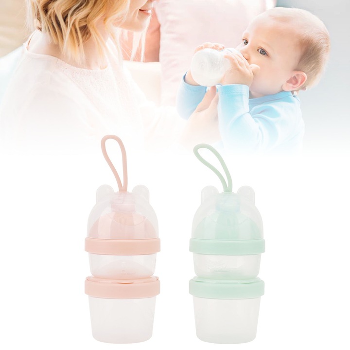 Jormftte bébi tápszer adagoló, 2 rétegű kivitel, csavaros kupak, átlátszó, könnyen hordozható