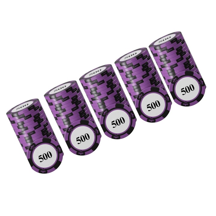 Set de jetoane de poker 20 de bucati, cu imprimare clara, numere mari, discuri profesionale de numarare pentru jocuri de masa 500