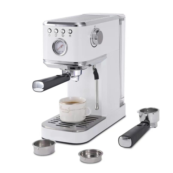 Espressor pentru cafea macinata si capsule Nespresso 2 in 1 Elit Perfetto ECM-24, 1350W, 20 bar, 1.2L, Alb