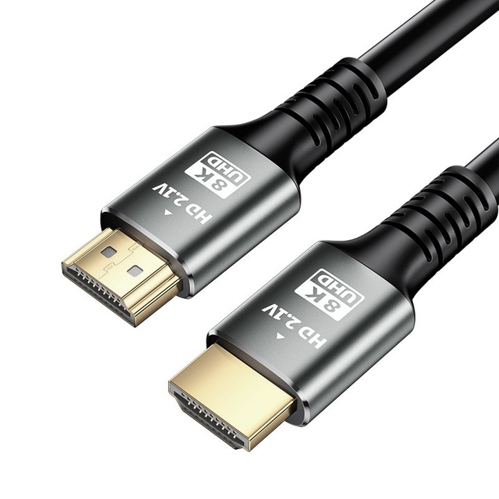 AKESON 8K HDMI кабел, HDMI 2.1, 24K позлатен, 48Gbps, 8K/60Hz & 4K/120Hz, 3M, композитна мед с PVC обвивка, аудио-видео синхронизация