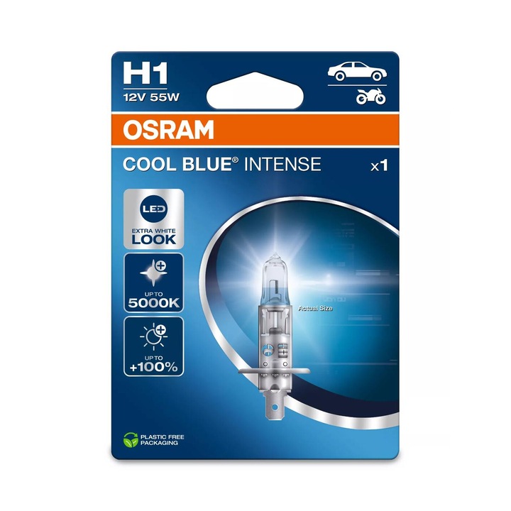 Bec Halogen Osram Cool Blue Intense следващо поколение H1 12V - P14.5s 64150CBN1BL