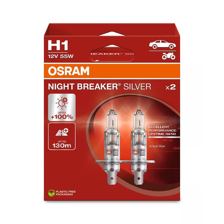 Izzó Osram Night Breaker Silver H1 12V 55W P14, 5s szett 2 db 64150NBS2HB