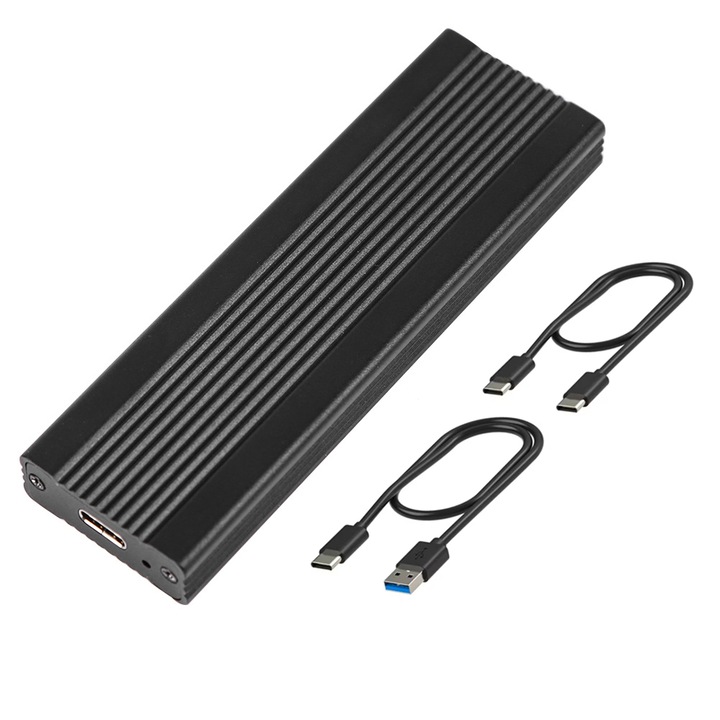 Корпус за хард диск M.2 NVME, USB 3.1 тип C, 10Gbps, алуминий, 10TB, комплект с 2 кабела