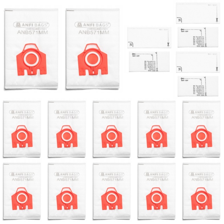 Set De Accesorii Pentru Aspirator Miele Hyclean 3D, 260x260 cm, 12 Saci Sintetici, 6 Filtre Pentru Motor De Taiat La Dimensiune, Fabricate Din Microfibra Sintetica De Inalta Calitate, Rezistente La Rupere Si Umiditate, Alb/Rosu