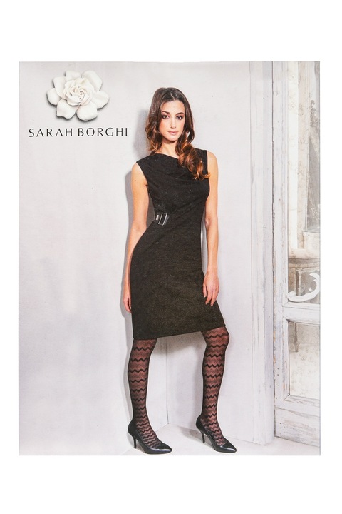 Dres din tul si catifea, model valuri, Sarah Borghi Manuela 50 DEN, Bleumarin, masura 4