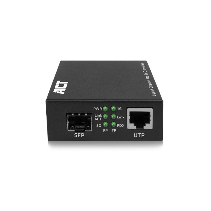 ACT (AC4451) Гигабитов ethernet SFP към RJ45 медиен конвертор, черен