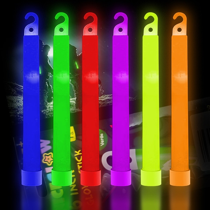 Bete Luminoase Neon de 6 Inchi, Impermeabile si Nontoxice, Luminoase in Intuneric, cu Carlige - Favori de Petrecere pentru Copii, Petreceri si Festivaluri (Albastru, Verde, Rosu, Mov, Galben, Portocaliu)