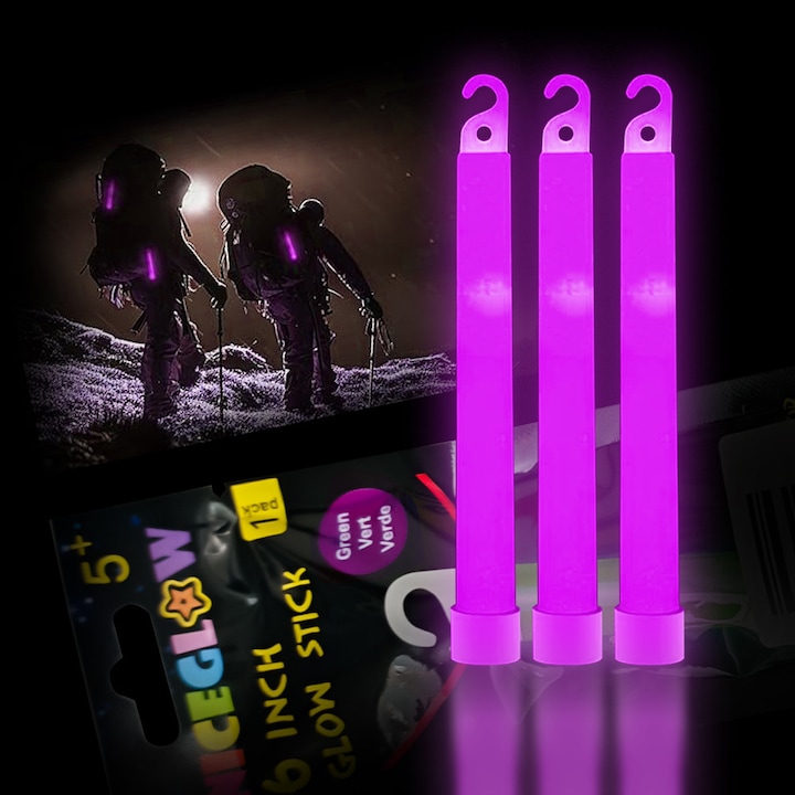 Bete Luminoase Neon de 6 Inchi, Impermeabile si Nontoxice, Luminoase in Intuneric, cu Carlige - Favori de Petrecere pentru Copii, Petreceri si Festivaluri (Albastru, Verde, Rosu, Mov, Galben, Portocaliu)