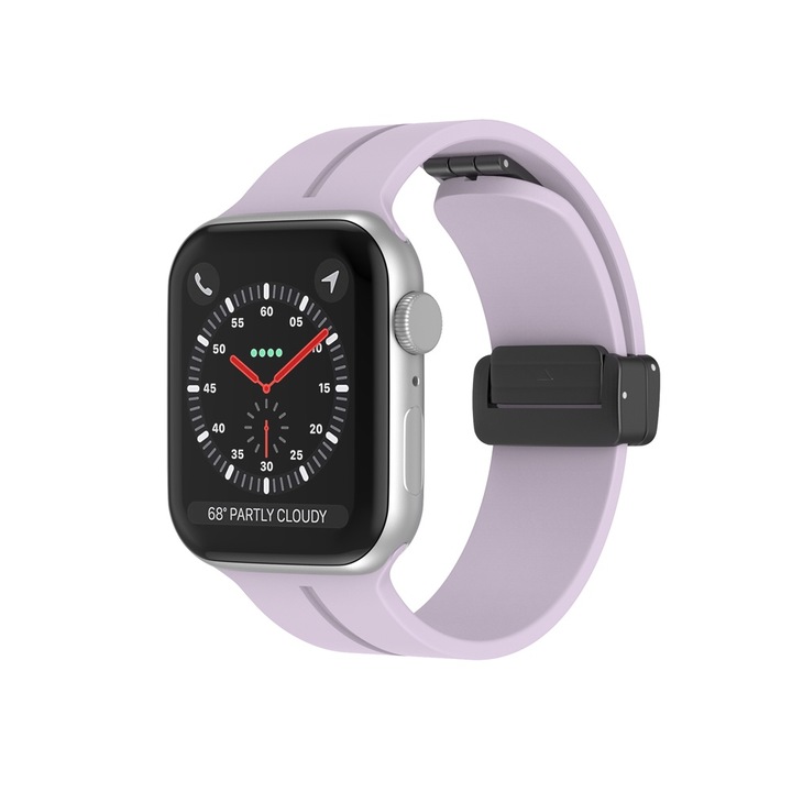 Curea Ceas Vogo® Compatibila Cu Apple Watch 1/2/3/4/5/6/7/8/9 Si SE, 38mm/40mm/41mm, Silicon, Lavanda