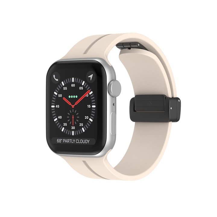 Curea Ceas Vogo® Compatibila Cu Apple Watch 1/2/3/4/5/6/7/8/9 Si SE, 38mm/40mm/41mm, Silicon, Sand Pink
