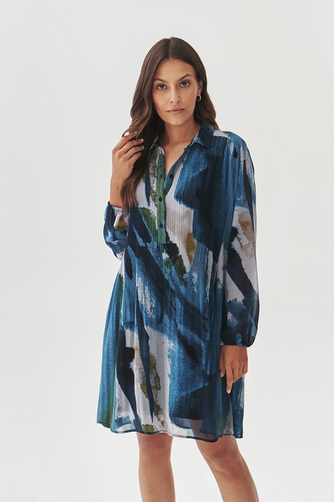 Tatuum, Rochie lejera cu imprimeu abstract, Gri/Albastru, 34