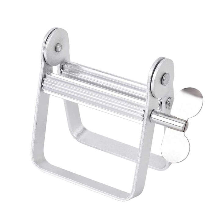 Storcator tub de pasta de dinti, metal, argintiu, 10.5x7.5cm