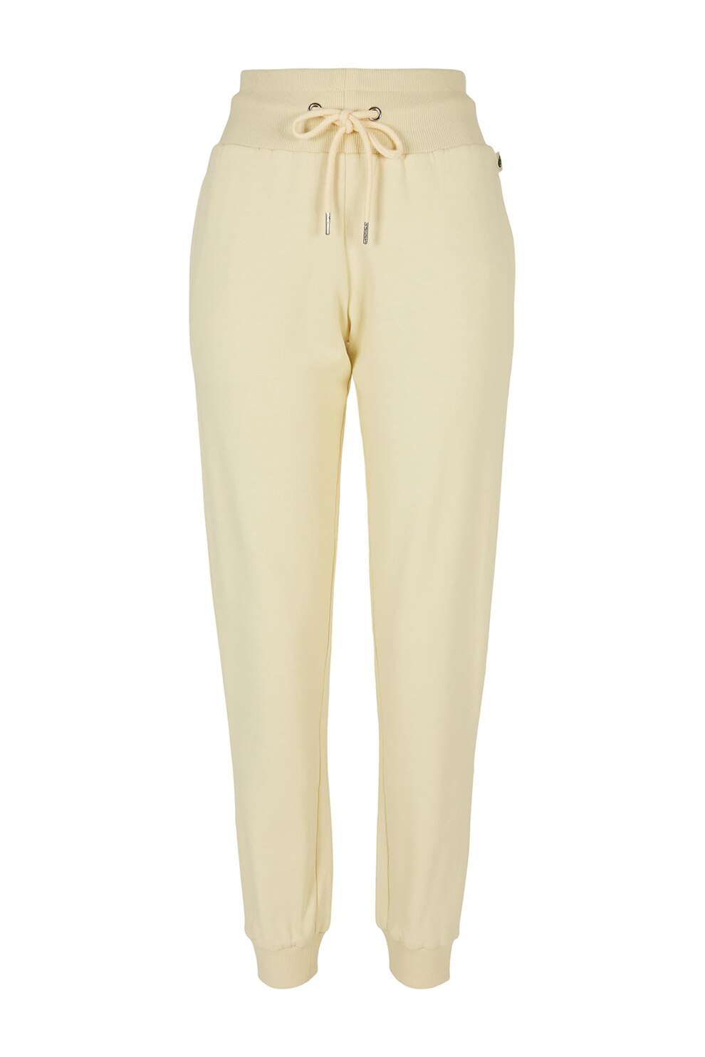 Urban Classics, Pantaloni de trening cu talie inalta si snur de ajustare, Galben pal, XS
