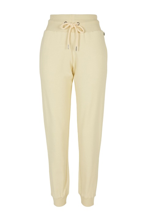 Urban Classics, Pantaloni de trening cu talie inalta si snur de ajustare, Galben pal