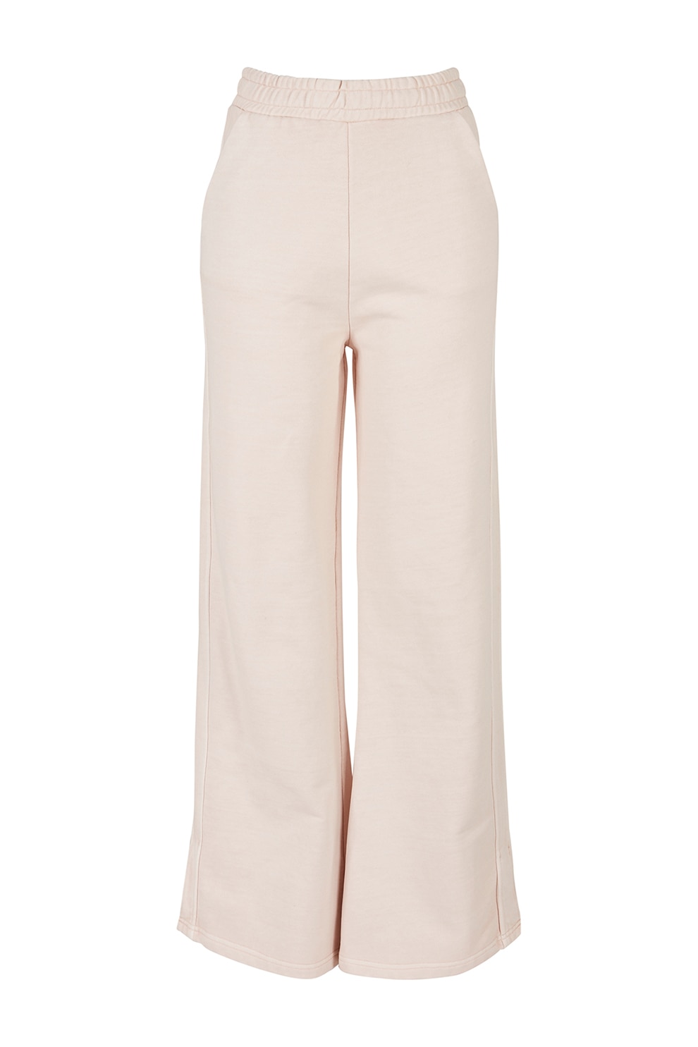 Urban Classics, Pantaloni de trening cu model uni si talie inalta, Roz pal, XL