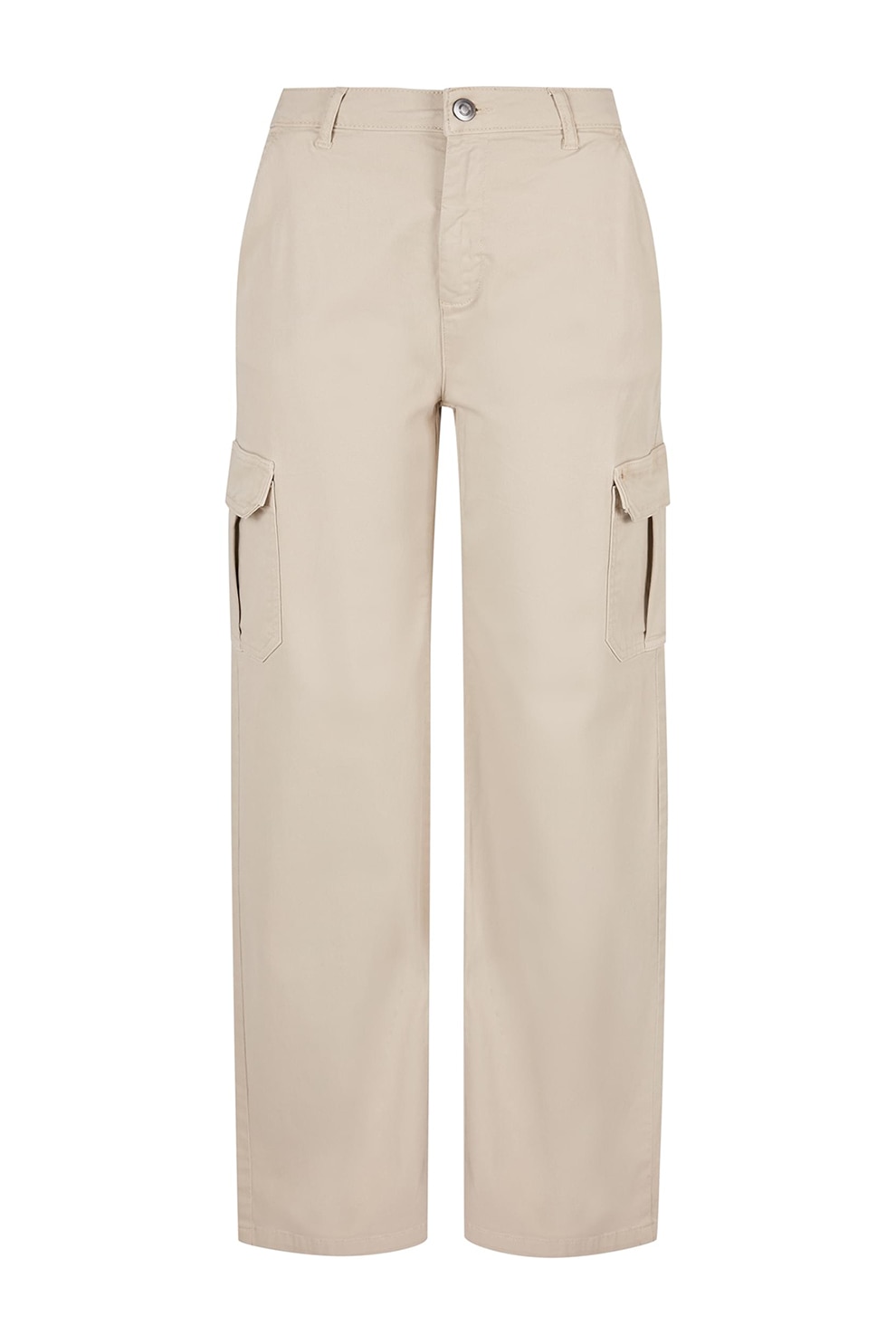 Urban Classics, Pantaloni cargo cu croiala dreapta si talie inalta, Bej, 32