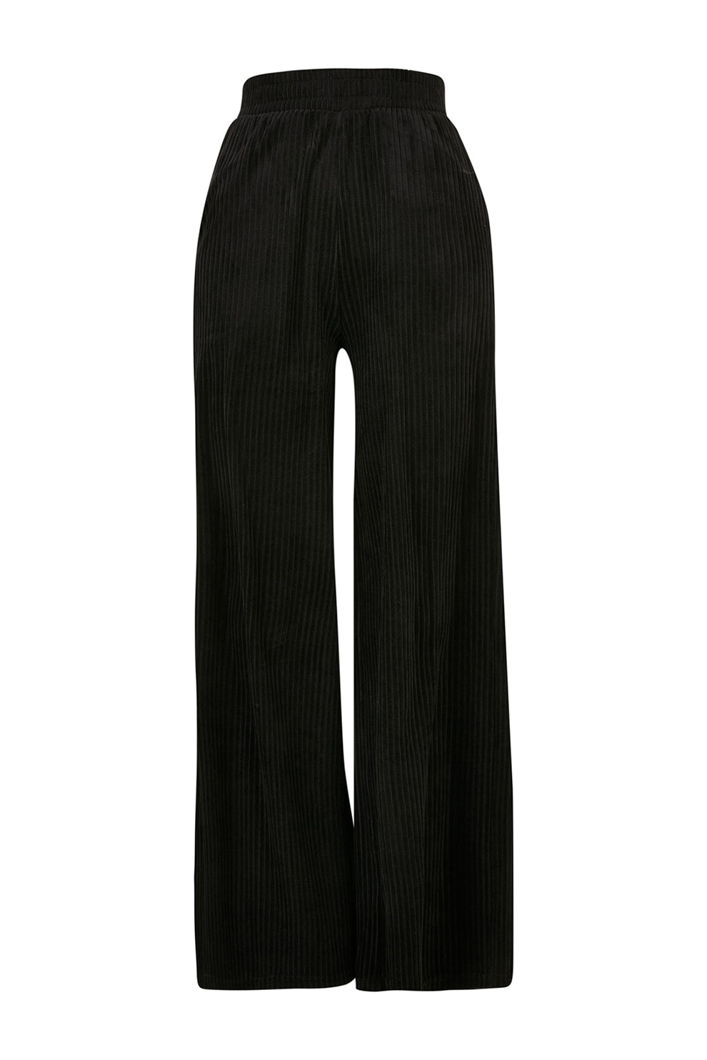 Urban Classics, Pantaloni din reiat cu talie inalta, Negru, M