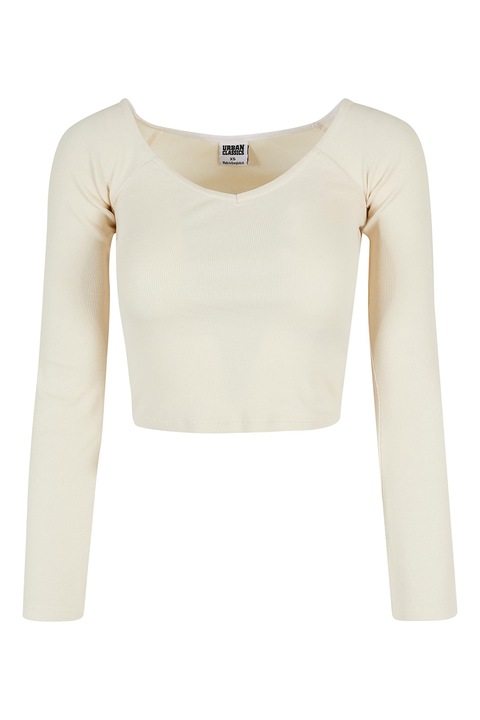 Urban Classics, Bluza crop cu decolteu in V, Crem