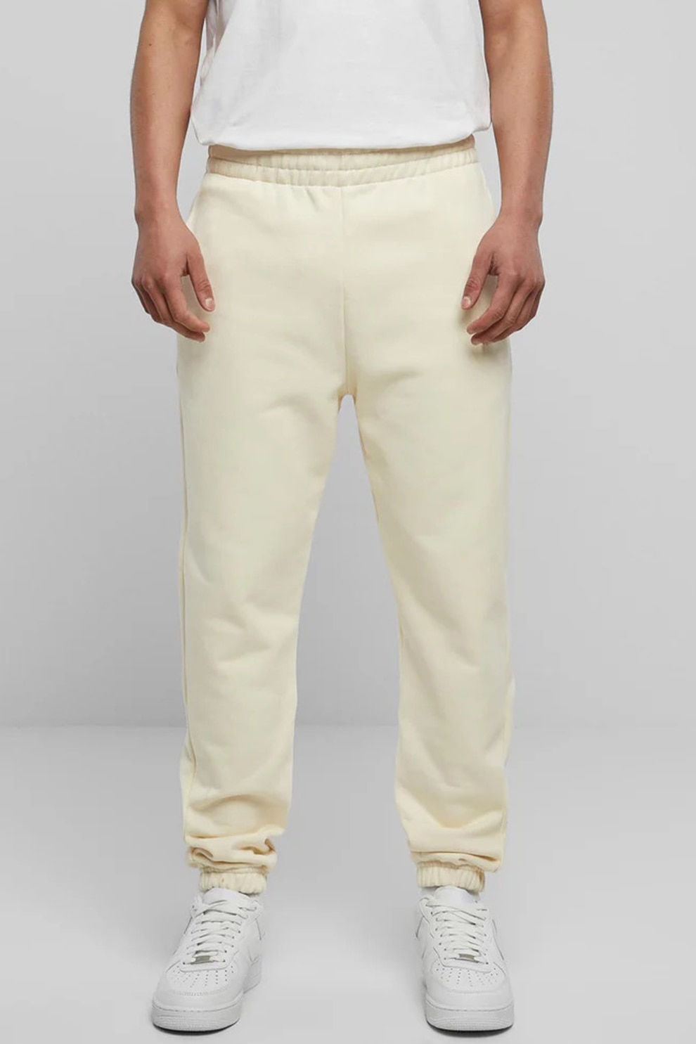 Urban Classics, Pantaloni de trening din bumbac cu banda elastica, Crem, 2XL