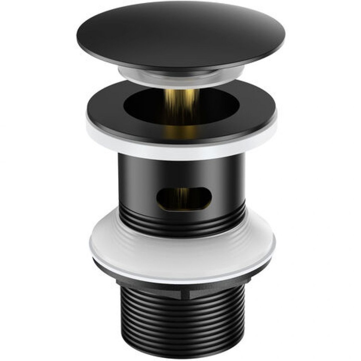 Сифон за мивка с автоматичен клапан, черен