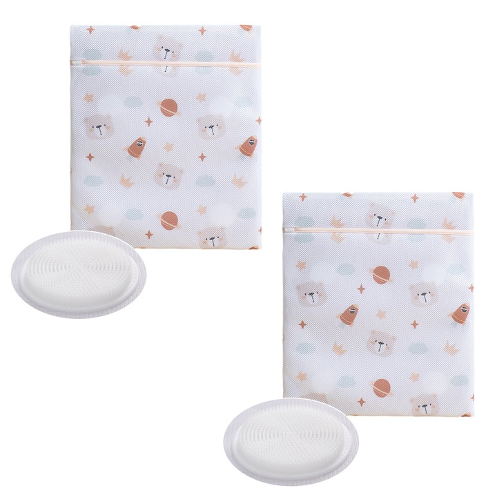 2 db-os mosózsák készlet belső kefével kényes anyagokhoz, többszínű, 30x40cm