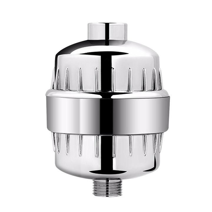 20-слоен душ филтър, 3 патрона, KDF филтрираща система, против остатъчен хлор, за чиста вода, сребрист