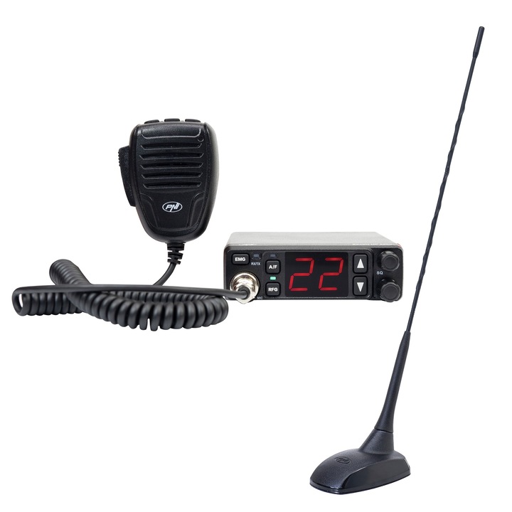 CB PNI Escort HP 5500 комплект радиостанция и PNI Extra CB антена 48, 45 cm, SWR 1.0, с включен магнит
