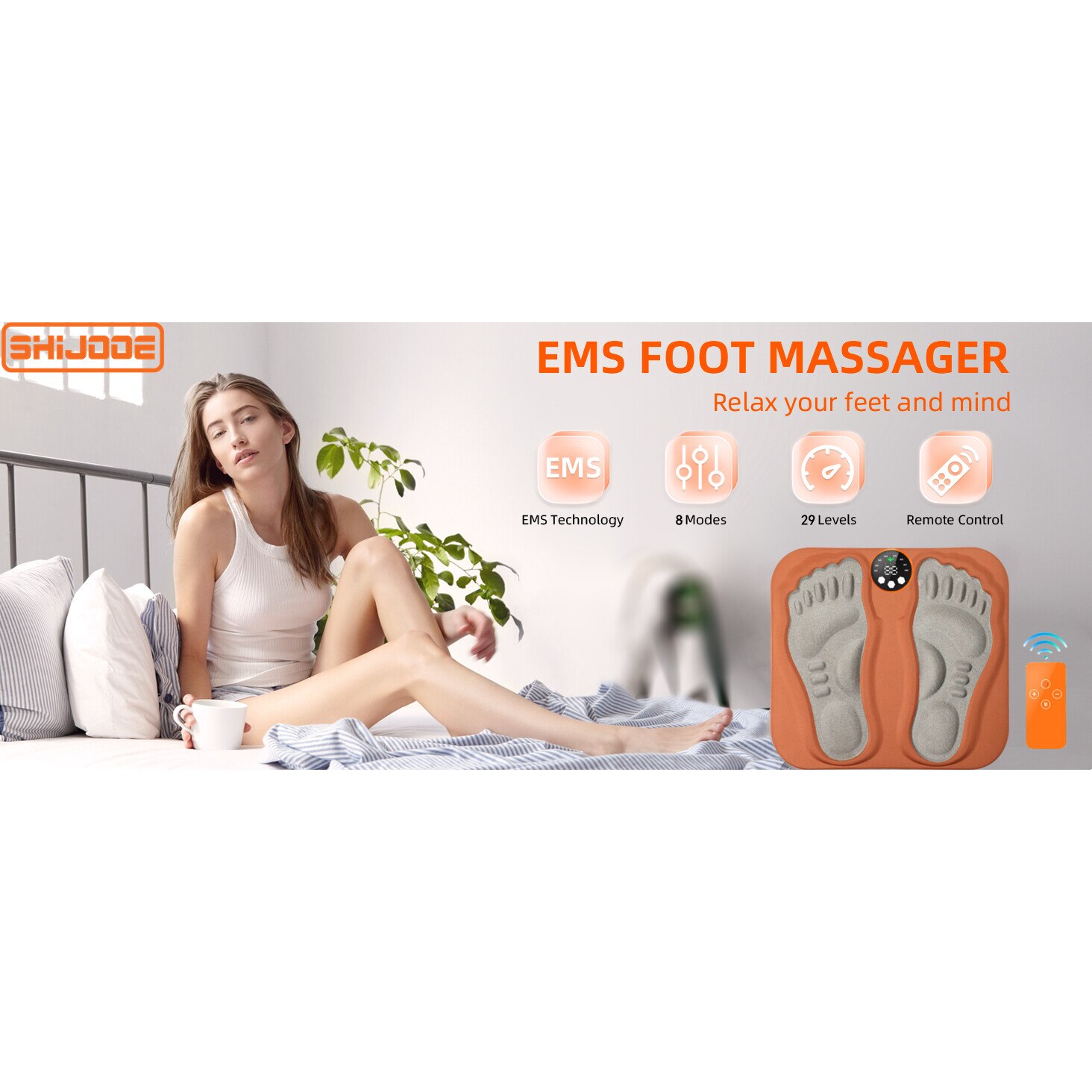 Aparat masaj picioare EMS，SHIJOOE®，Ecran LCD，8 moduri，29