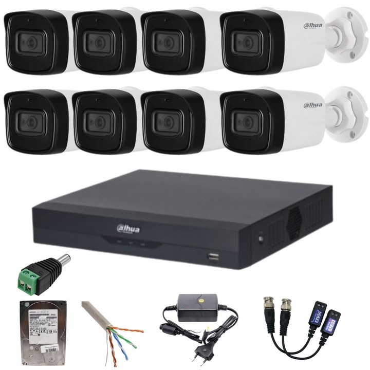 Dahua megfigyelő rendszer 8 kamera 8MP DVR 8 csatornás 4k tartozékokkal HDD 1TB