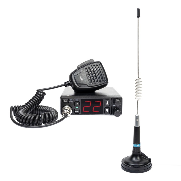 Комплект радиостанция PNI Escort HP 5500 CB с антена CB PNI ML29, 34 см, с магнитна основа, черна