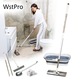 Set mop plat profesional WstPro din otel inoxidabil, 36 cm, cu sistem de stoarcere si galeata pliabila, rezerva microfibra, rotatie 360, pentru curatarea eficienta a podelei