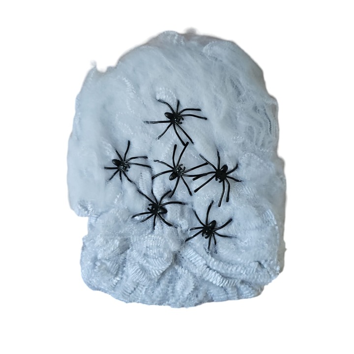 Decoratiune tip panza de paianjen, Petrecere de Halloween, De perete, Negru/Alb, 1 bucata