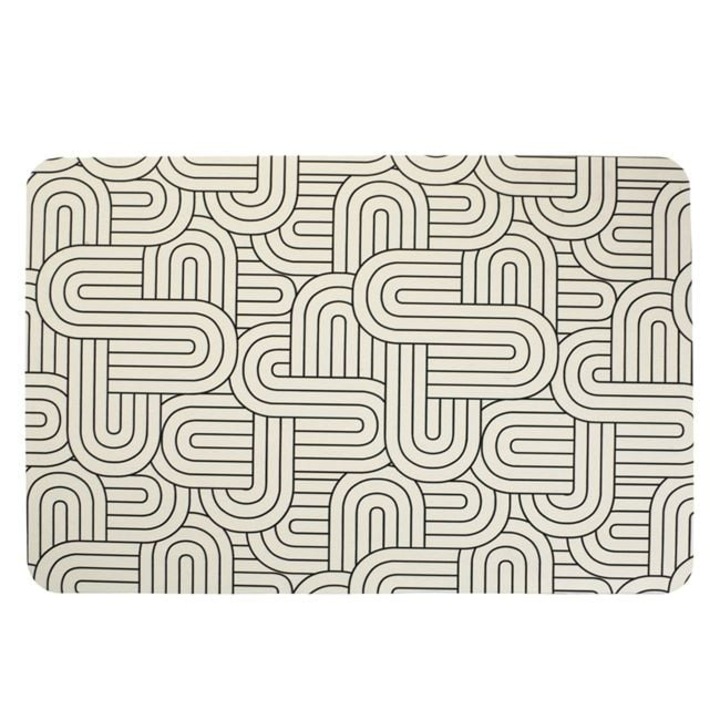 Covoras antiderapant Antbro® pentru baie cu model abstract, ecru/negru, 60x40cm