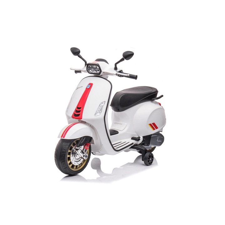 Електрически мотоциклет за деца VESPA SPRINT, 12V, С 2 мотора 12v, Бял
