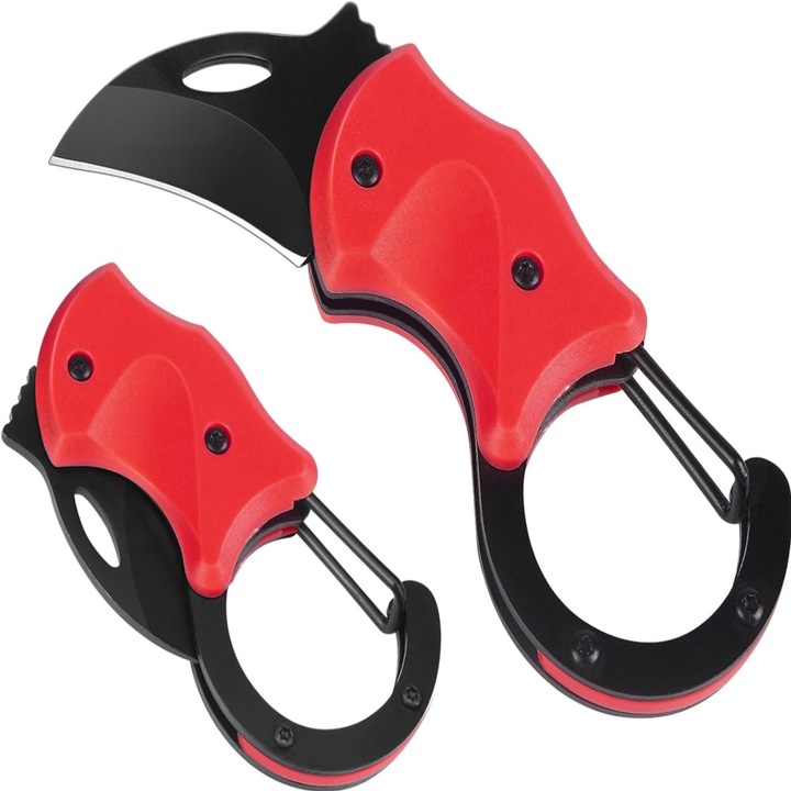 Тактически сгъваем нож, 1,34 инча острие от неръждаема стомана, черен, червен, оранжев, 7,5x3,5 см