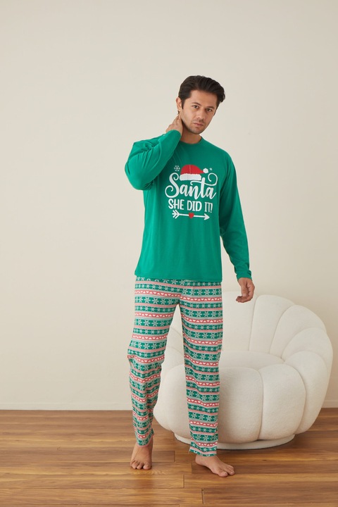 Karácsonyi férfi pizsama, Zöld