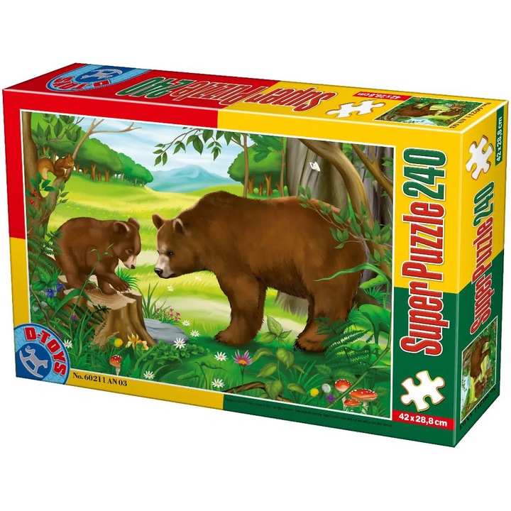 Пъзел D-Toys - Диви животни: Мечки, 240 части