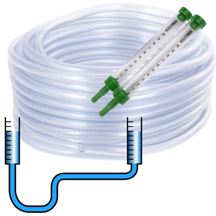 Nivela cu apa, furtun cu eprubete gradate, 15M, pentru masuratori, Szlaufwaga