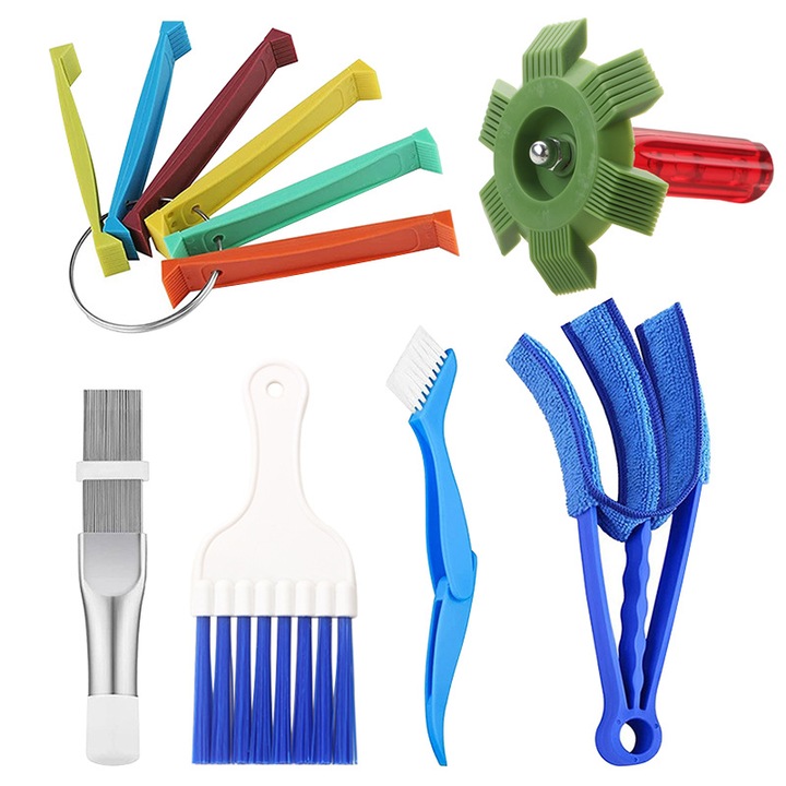 Keménykefe készlet, 6 db, Puepoul, klíma párologtatók, autóradiátorok, hőerőművek hőcserélői kondenzációs és szellőzőrácsok tisztítására, Multicolor