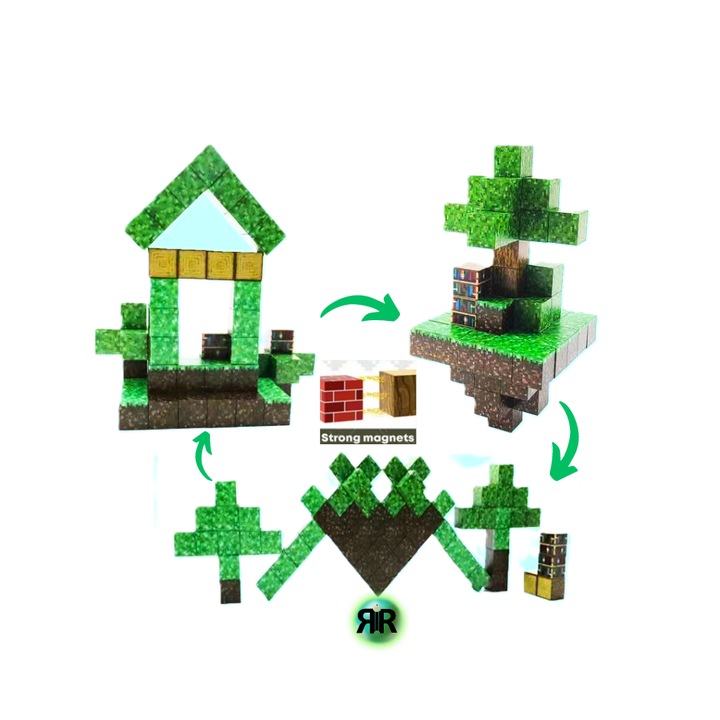Интелигентен строителен комплект с магнитни блокчета «RIR», Влезте във виртуалния свят, Нов модел, 64 бр