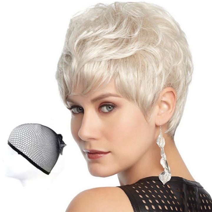 Peruca dama, par sintetic, alba