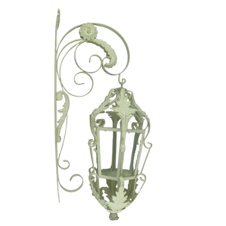 Felinar de perete, alb vintage, H 100 cm