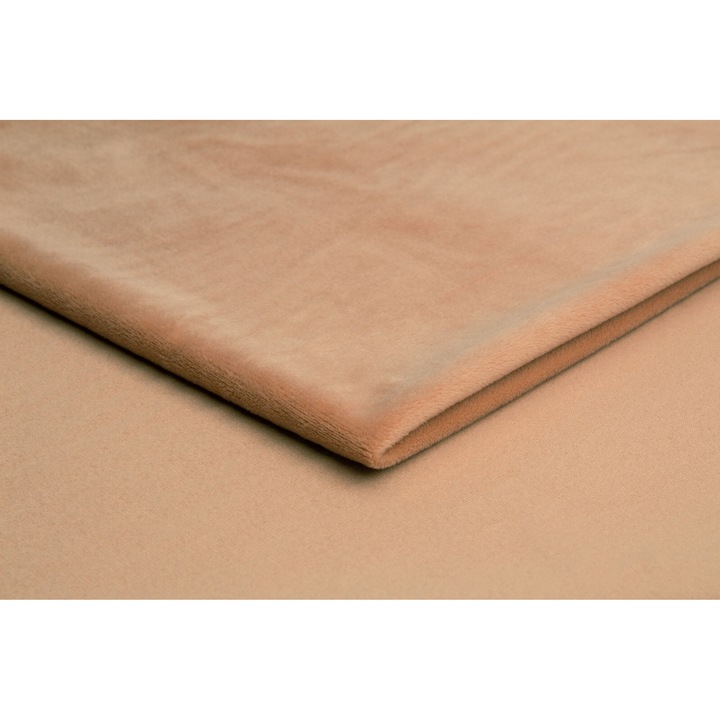 Tricotaje fleece Minkee neteda Bej cald, 100% Poliester, Dimensiuni 50cm x 160cm