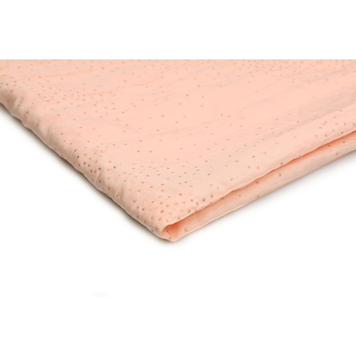Tesatura Tafta sifonata cu sclipici Somon, 100% poliester, Dimensiuni 50cm x 125cm