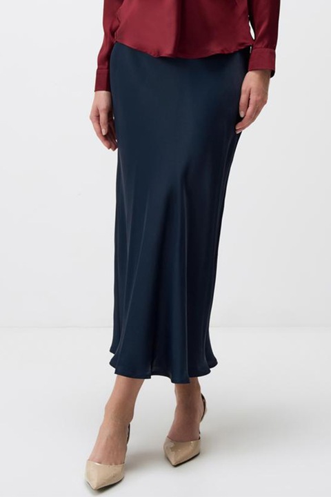JIMMY KEY, Fusta midi de satin, Bleumarin